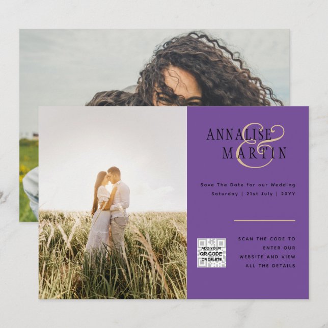 Convite de Casamento com Foto Save the Date AZUL (Frente/Verso)