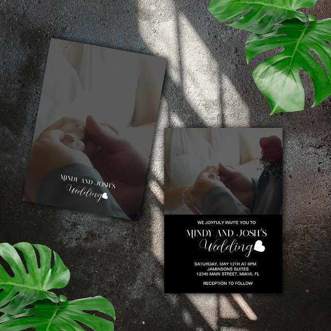 Convite de casamento com Foto Script Sobrenome cor (Criador carregado)