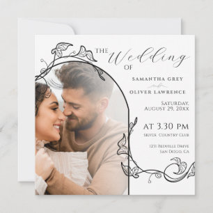 Convite de Casamento com Foto Simples e Elegante