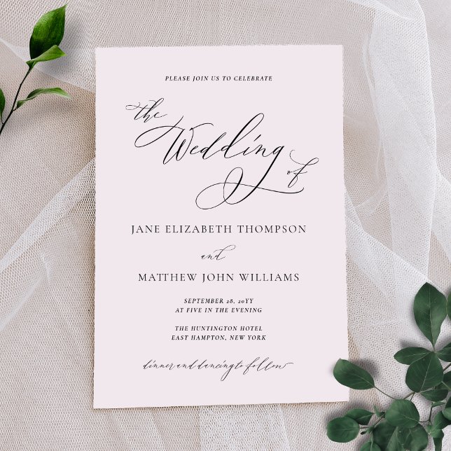 Convite de Casamento com Foto Simples e Elegante c (This elegant  invitation includes room on the back for text and a photo)