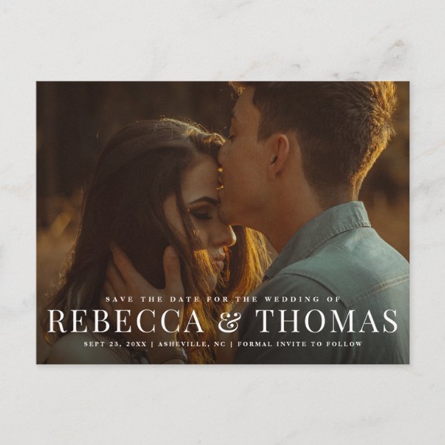 Convite de casamento com foto simples em postal (Frente)