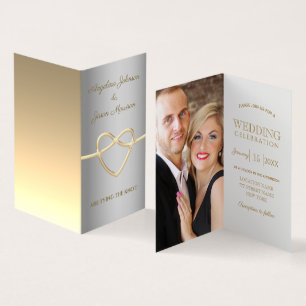 Convite de Casamento com Foto Simples em Prata e O