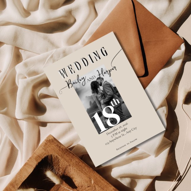 Convite de Casamento com Foto Simples Moderno Mini (Criador carregado)