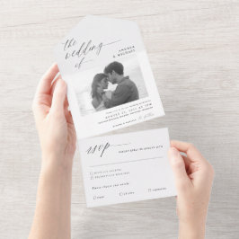 Convite de Casamento com Foto Tudo em Um Caligrafi