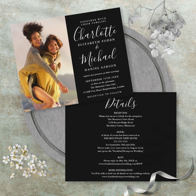 Convite de Casamento com Foto Tudo em Um Orçamento (Budget All In One Photo Wedding Invitation)