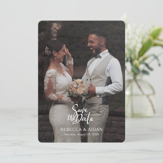 Convite de Casamento com Foto Tudo em Um Roteiro M (Em pé/Frente)