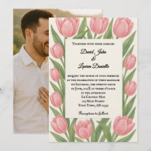 Convite de Casamento com Foto Tulipas Juntas