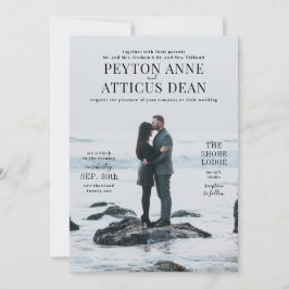 Convite de casamento com foto vertical atmosférica