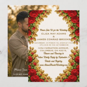Convite de Casamento com Foto Vertical Ohio Red Ca