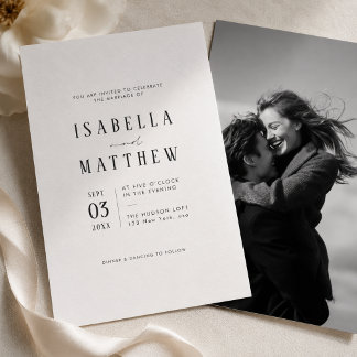 Convite de Casamento com Fotografia e Tipografia M