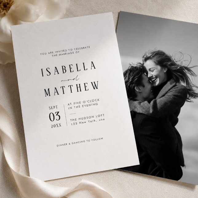 Convite de Casamento com Fotografia e Tipografia M (Criador carregado)