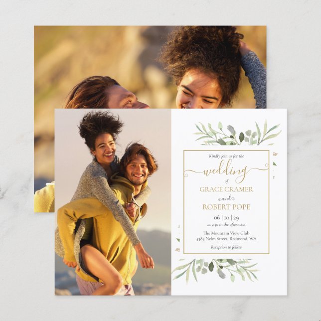 Convite de Casamento com Fotos com Orçamento Scrip (Frente/Verso)