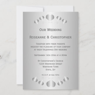 Convite de Casamento com Fundo Cor de Prata e Cora
