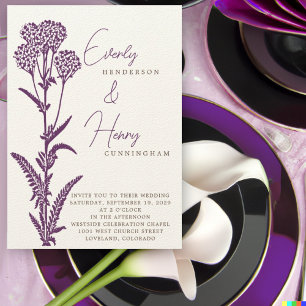Convite de Casamento com Galho de Flor Silvestre R