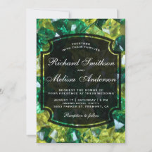 Convite de Casamento com Gemas Modernas Amarelo Ve