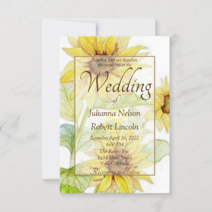 Convite de casamento com Girassóis