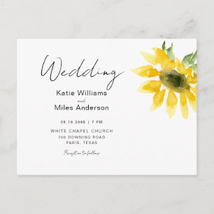 Convite de Casamento com Girassol em Aquarela Simp