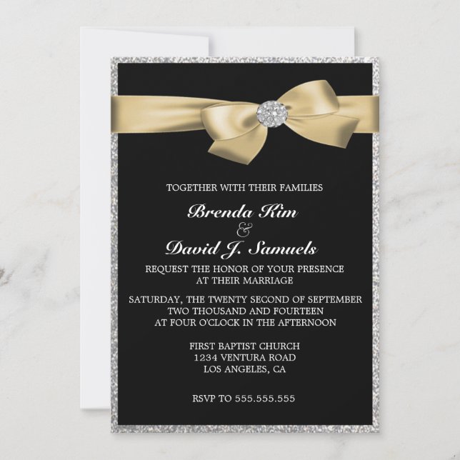Convite de Casamento com Glitter (Frente)