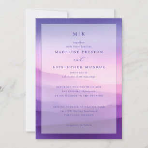 Convite de Casamento com Gradiente Roxo Elegante