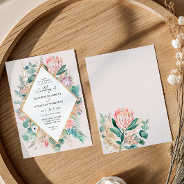 Convite de casamento com grama das Pampas Protea E