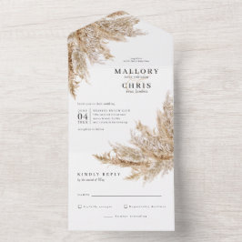 Convite de Casamento com Grama Seca de Pampas Tudo