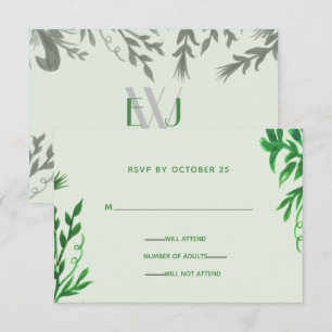 Convite de casamento com greenery botânica monogra
