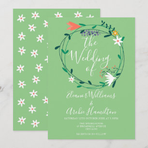 Convite de Casamento com Grinalda Floral Botânica
