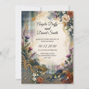 Convite de casamento com herança escocesa italiana