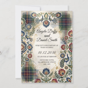 Convite de casamento com herança escocesa italiana