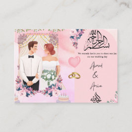 Convite de Casamento com Ilustração de Casal Flora