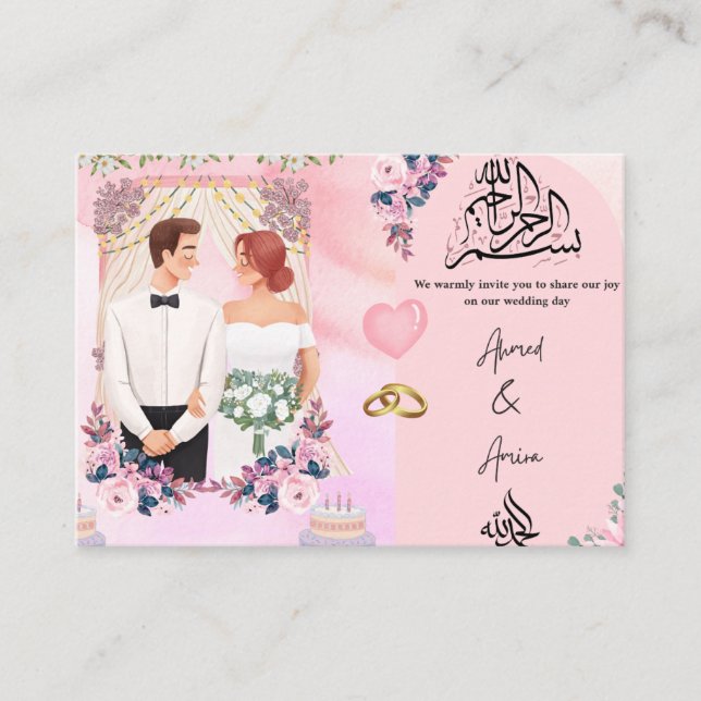 Convite de Casamento com Ilustração de Casal Flora (Frente)