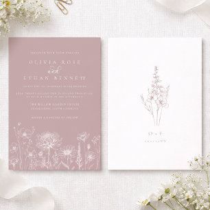 Convite de Casamento com Ilustração de Flores Silv
