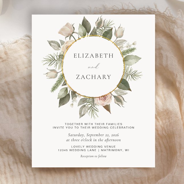 Convite de Casamento com Ilustração Floral em Aqua (Criador carregado)