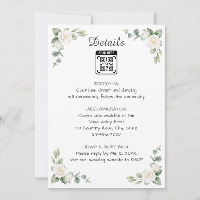 Convite de casamento com imagem de flor 1 (Verso)
