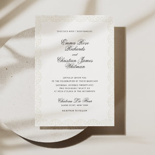 Convite de Casamento com Impressão de Renda Vintag
