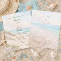 Convite de casamento com iniciais de areia de cora