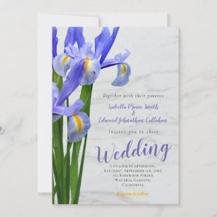 Convite de Casamento com Íris Azul Real Moderno e
