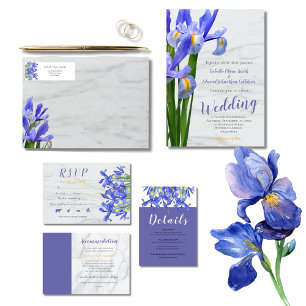 Convite de Casamento com Íris Azul Real Moderno e
