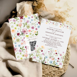 Convite de Casamento com Jardim de Flores Silvestr