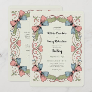 Convite de Casamento com Laço Pastel Retro Rockabi