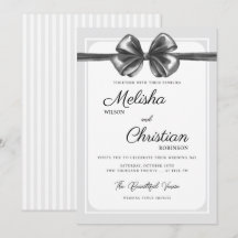 Convite de Casamento com Laço Preto Luxuoso.