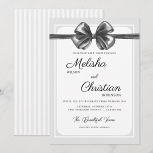 Convite de Casamento com Laço Preto Luxuoso.