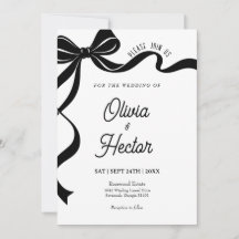 Convite de Casamento com Laço Preto Moderno