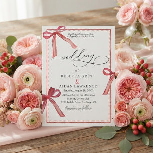 Convite de Casamento com Laços em Aquarela Delicad