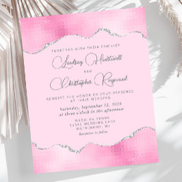Convite de Casamento com Lamina Rosa e Prata Orçam