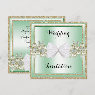 Convite de Casamento com Lantejoulas e Flores Glit