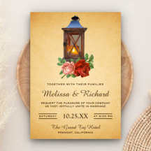 Convite de Casamento com Lanterna Floral Rústica C