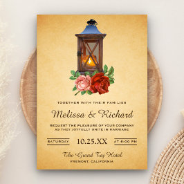 Convite de Casamento com Lanterna Floral Rústica C
