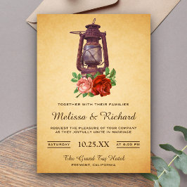 Convite de Casamento com Lanterna Floral Rústica C