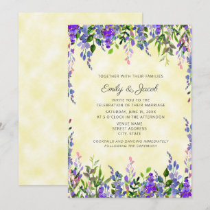 Convite de Casamento com Lavanda em Aquarela sobre